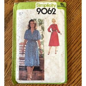 Vintage 1970s Simplicity 9062 Sewing Pattern Size Sm 12 Midi Dress COMPLETE